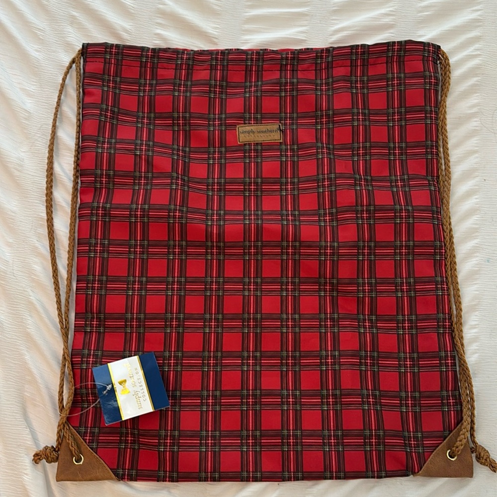 NWT Simply Southern Tartan Plaid drawstring bag